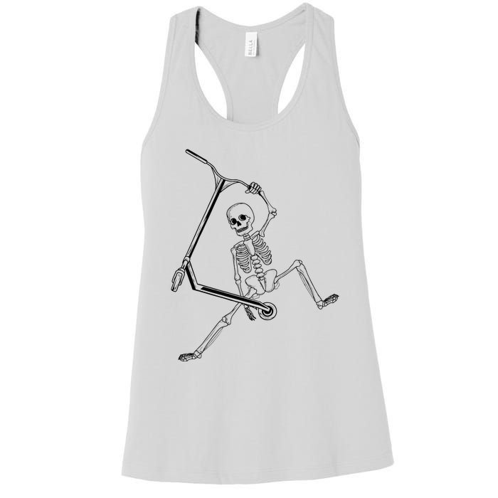 Stunt Scooter Skeleton Scooter Women's Racerback Tank