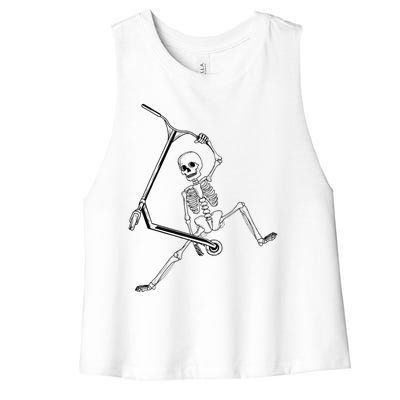 Stunt Scooter Skeleton Scooter Women's Racerback Cropped Tank