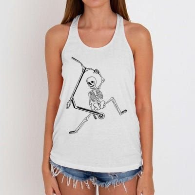 Stunt Scooter Skeleton Scooter Women's Knotted Racerback Tank