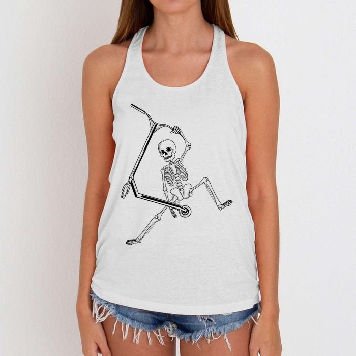 Stunt Scooter Skeleton Scooter Women's Knotted Racerback Tank