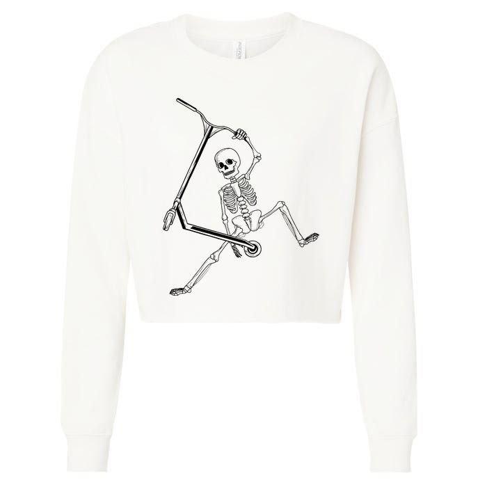 Stunt Scooter Skeleton Scooter Cropped Pullover Crew