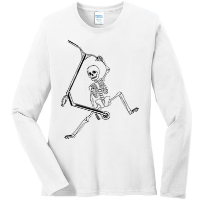 Stunt Scooter Skeleton Scooter Ladies Long Sleeve Shirt