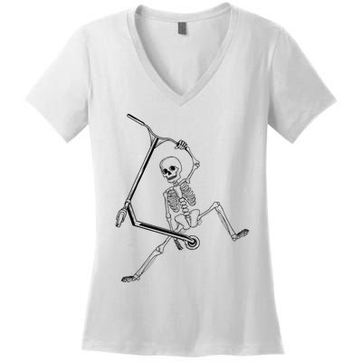 Stunt Scooter Skeleton Scooter Women's V-Neck T-Shirt