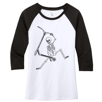 Stunt Scooter Skeleton Scooter Women's Tri-Blend 3/4-Sleeve Raglan Shirt