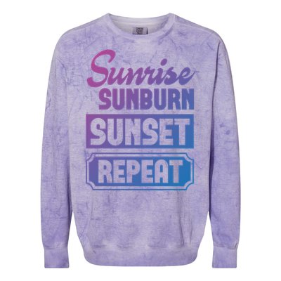 Sunrise Sunburn Sunset Repeat Funny Cute Gift Colorblast Crewneck Sweatshirt