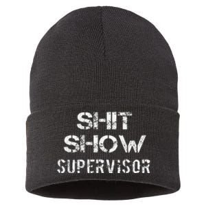 Shit Show Supervisor Funny Mom Boss Manager Teacher Gift Sustainable Knit Beanie