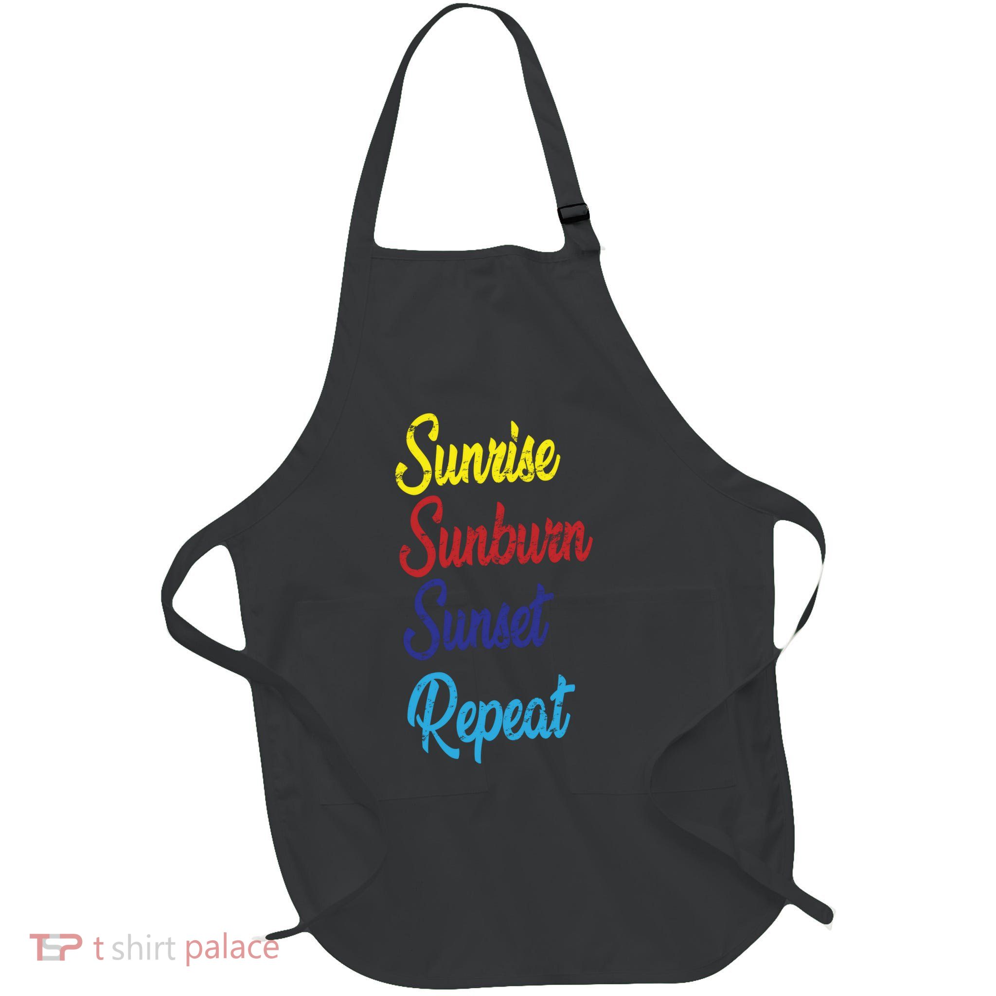 Sunrise Sunburn Sunset Repeat Full-Length Apron With Pockets