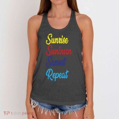 Sunrise Sunburn Sunset Repeat Women's Knotted Racerback Tank