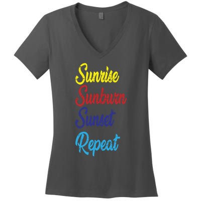 Sunrise Sunburn Sunset Repeat Women's V-Neck T-Shirt