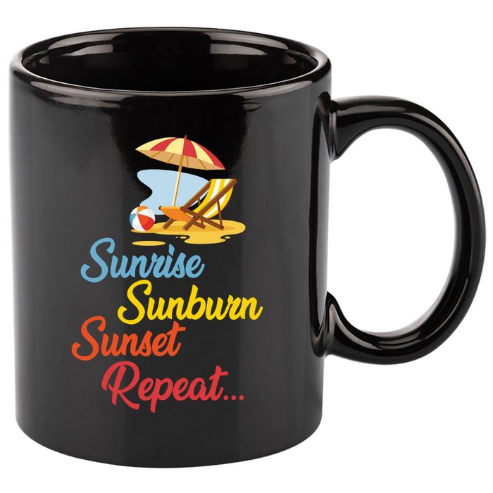 Sunrise Sunburn Sunset Repeat Summer Beach 11oz C Handle Ceramic Mug