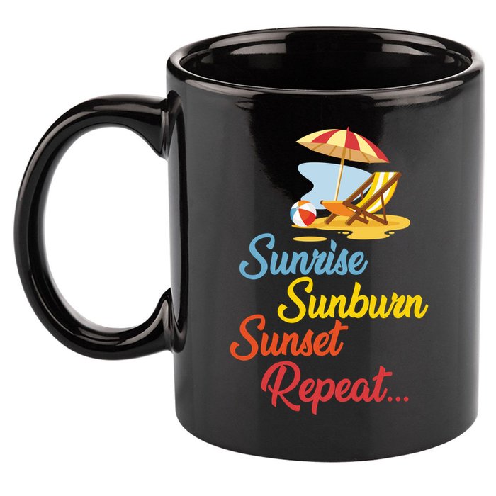 Sunrise Sunburn Sunset Repeat Summer Beach 11oz C Handle Ceramic Mug