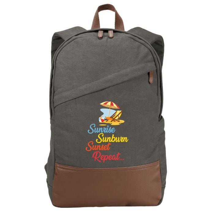 Sunrise Sunburn Sunset Repeat Summer Beach Cotton Canvas Backpack