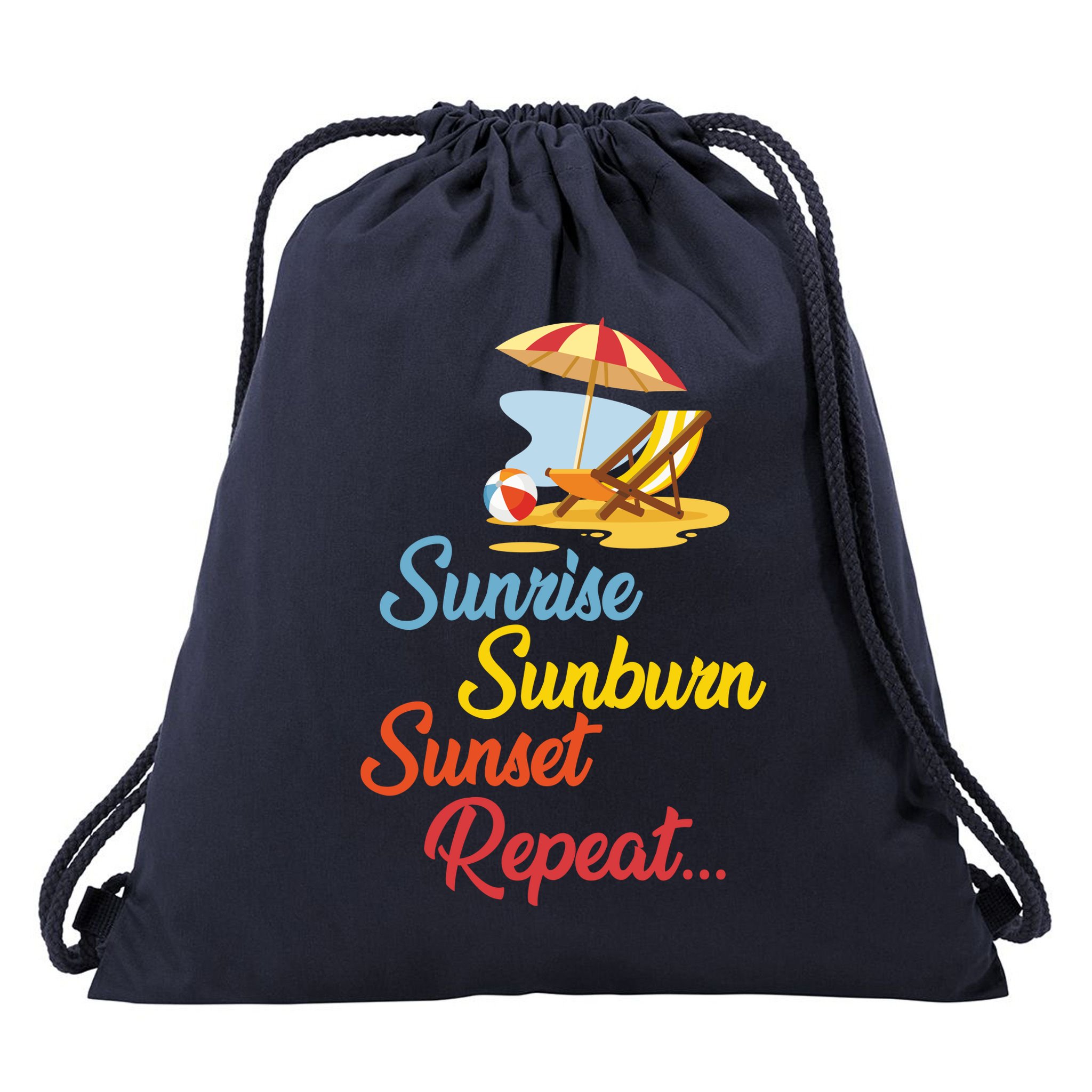 Sunrise Sunburn Sunset Repeat Summer Beach Drawstring Bag