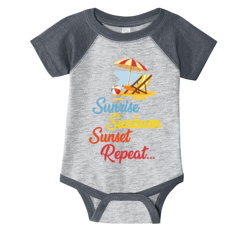 Sunrise Sunburn Sunset Repeat Summer Beach Infant Baby Jersey Bodysuit