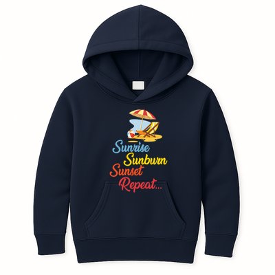 Sunrise Sunburn Sunset Repeat Summer Beach Kids Hoodie