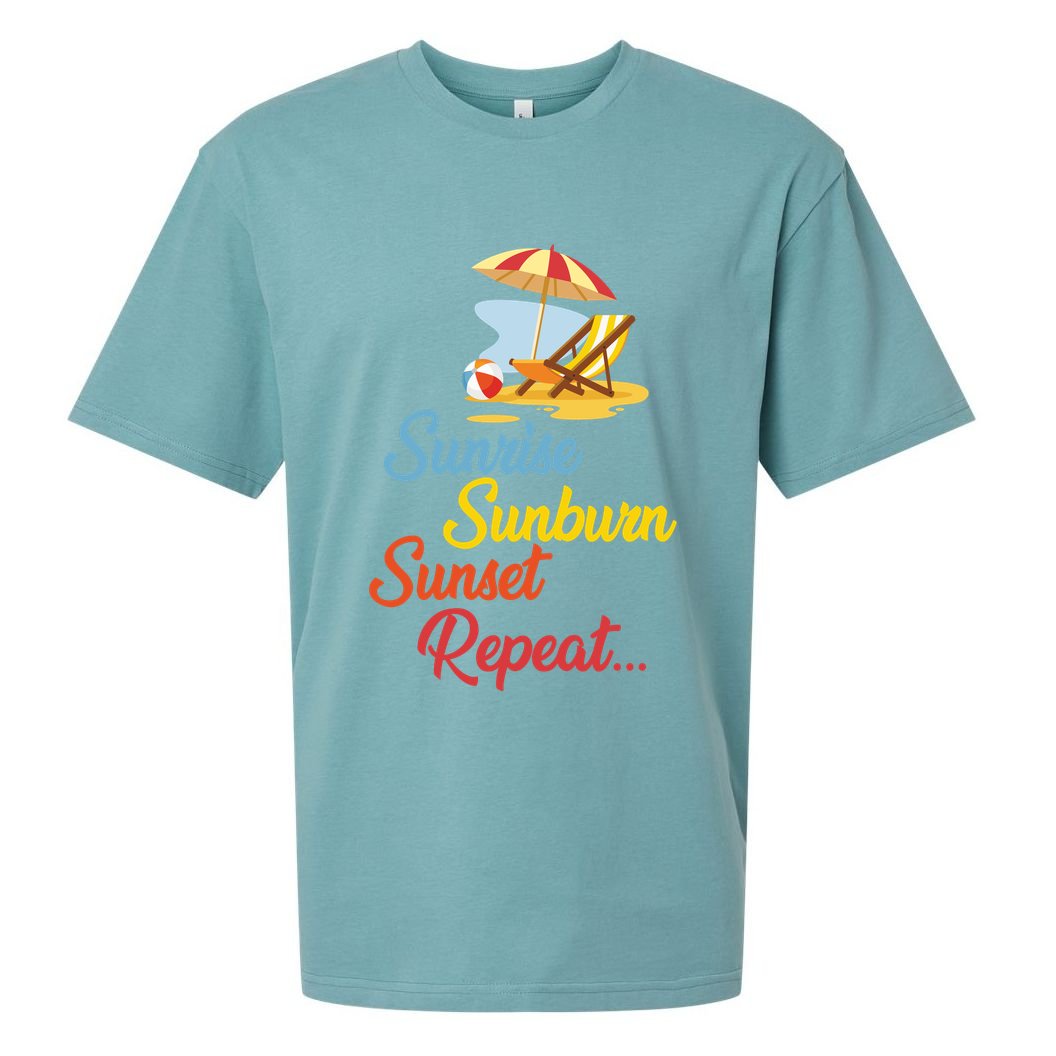 Sunrise Sunburn Sunset Repeat Summer Beach Sueded Cloud Jersey T-Shirt