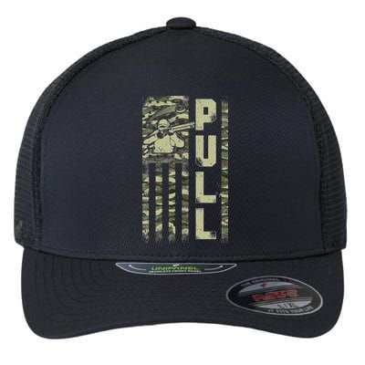 Shotgun Skeet Trap Clay Pigeon Shooting Camo Usa Flag Flexfit Unipanel Trucker Cap