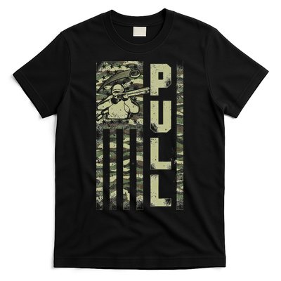 Shotgun Skeet Trap Clay Pigeon Shooting Camo Usa Flag T-Shirt
