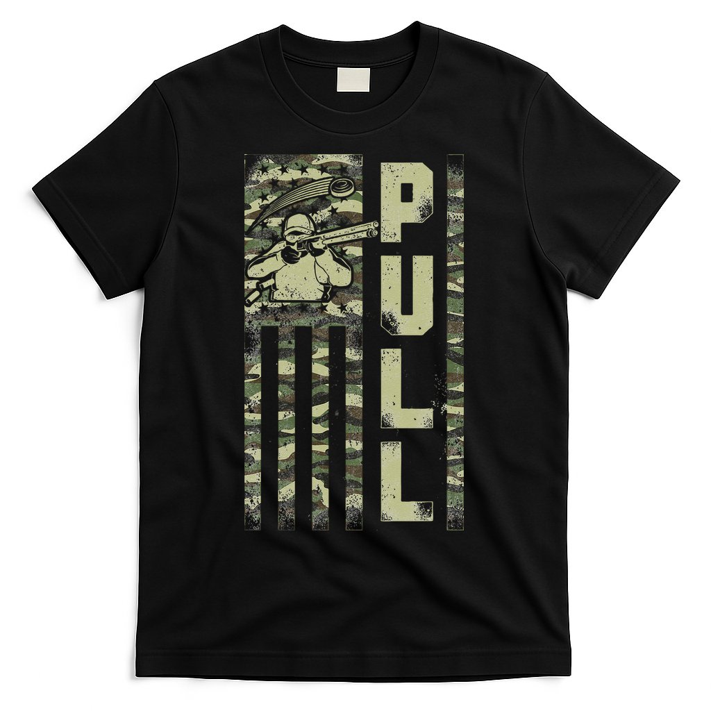 Shotgun Skeet Trap Clay Pigeon Shooting Camo Usa Flag T-Shirt
