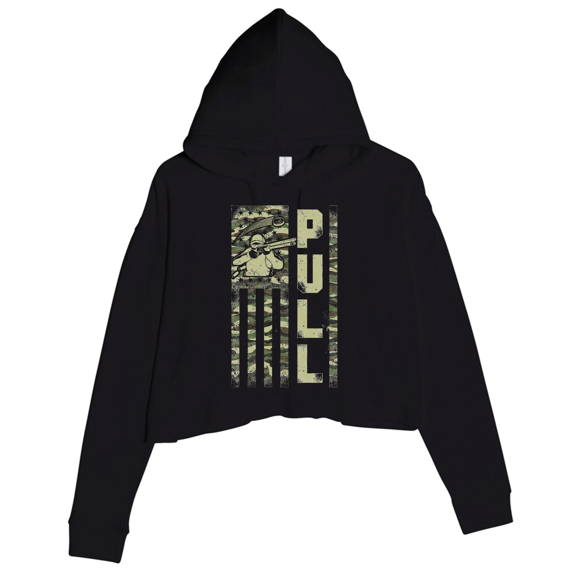Shotgun Skeet Trap Clay Pigeon Shooting Camo Usa Flag Crop Fleece Hoodie