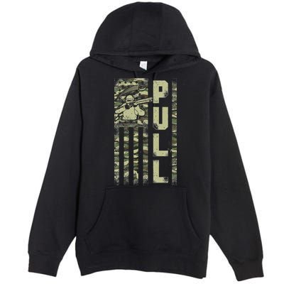 Shotgun Skeet Trap Clay Pigeon Shooting Camo Usa Flag Premium Pullover Hoodie