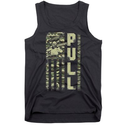 Shotgun Skeet Trap Clay Pigeon Shooting Camo Usa Flag Tank Top