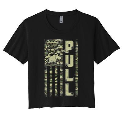 Shotgun Skeet Trap Clay Pigeon Shooting Camo Usa Flag Crop Top