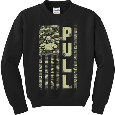 Shotgun Skeet Trap Clay Pigeon Shooting Camo Usa Flag Kids Sweatshirt