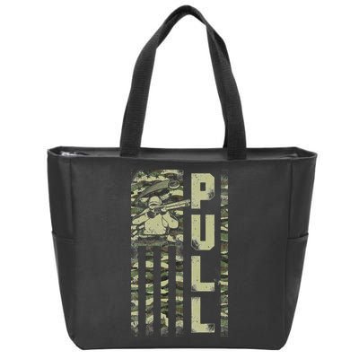 Shotgun Skeet Trap Clay Pigeon Shooting Camo Usa Flag Zip Tote Bag