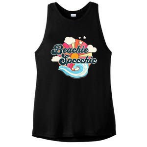 Summer Speech Therapy SLP Spring Therapist Beachie Speachie Ladies PosiCharge Tri-Blend Wicking Tank