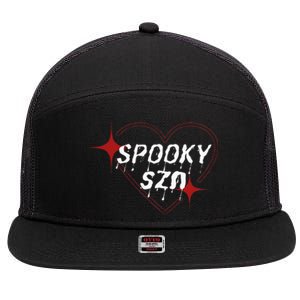 Spooky Szn Trendy Stylish Funny Halloween Cute 7 Panel Mesh Trucker Snapback Hat