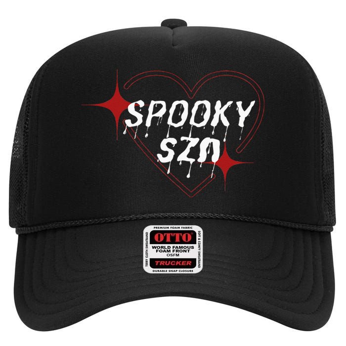 Spooky Szn Trendy Stylish Funny Halloween Cute High Crown Mesh Back Trucker Hat