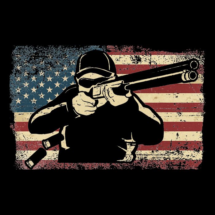 Shotgun Skeet Trap Clay Pigeon Shooting American Usa Flag Cooling Performance Crew T-Shirt
