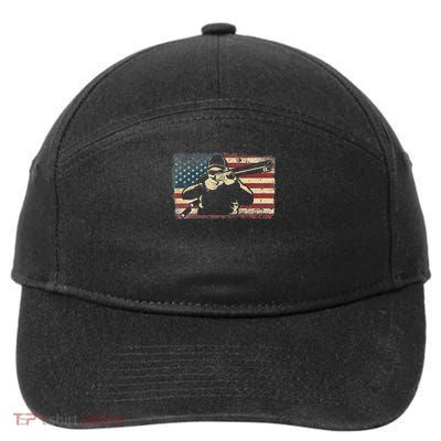 Shotgun Skeet Trap Clay Pigeon Shooting American Usa Flag 7-Panel Snapback Hat