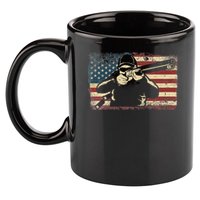 Shotgun Skeet Trap Clay Pigeon Shooting American Usa Flag 11oz C Handle Ceramic Mug