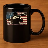 Shotgun Skeet Trap Clay Pigeon Shooting American Usa Flag 11oz C Handle Ceramic Mug