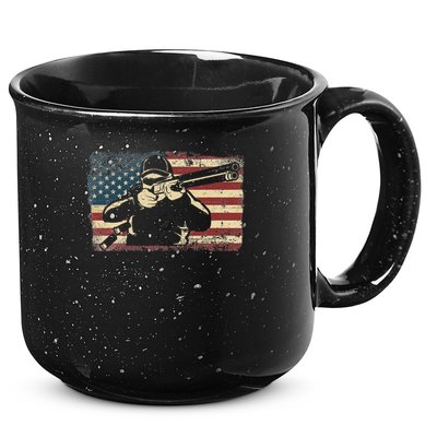 Shotgun Skeet Trap Clay Pigeon Shooting American Usa Flag 15oz Campfire Ceramic Mug