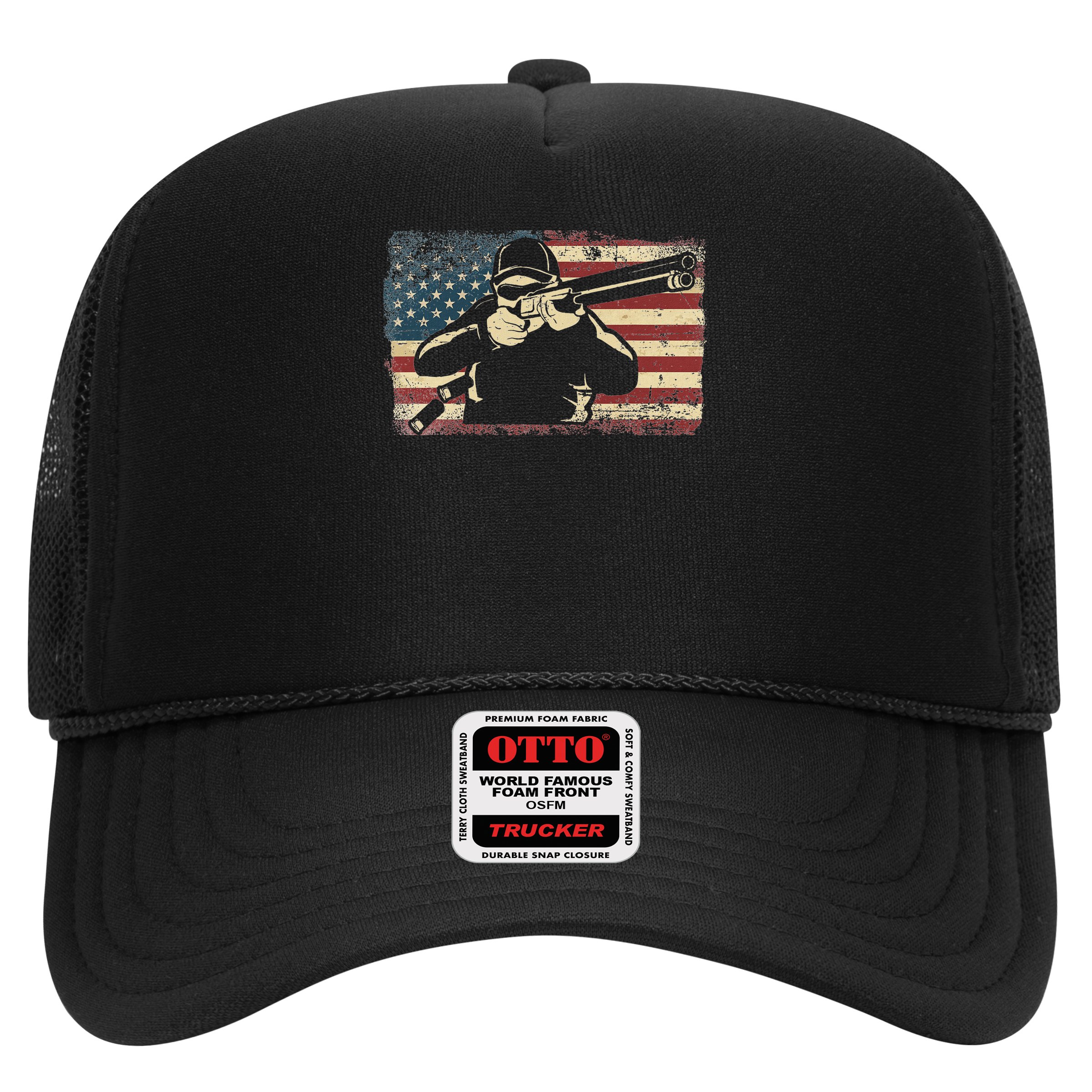 Shotgun Skeet Trap Clay Pigeon Shooting American Usa Flag Hat