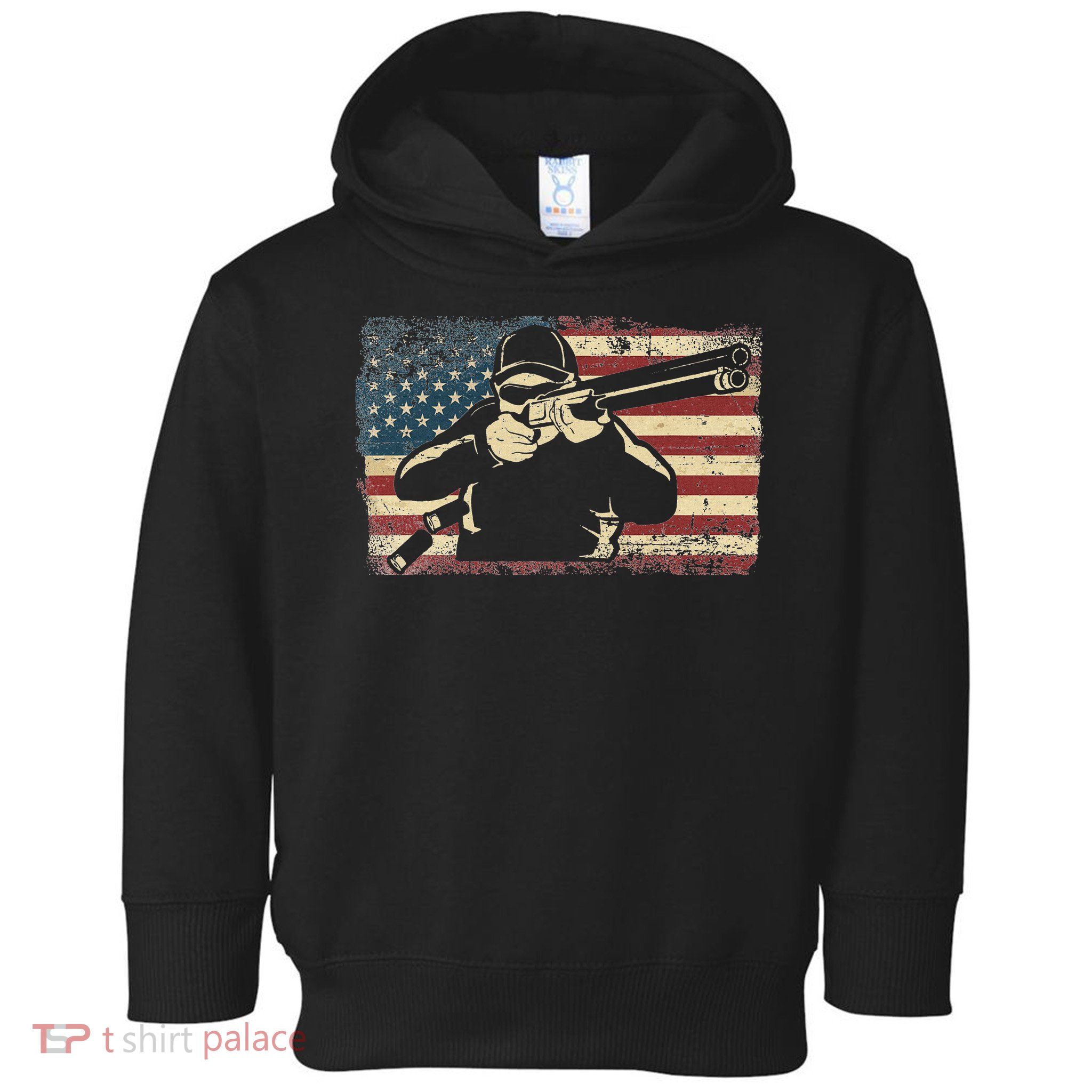Shotgun Skeet Trap Clay Pigeon Shooting American Usa Flag Toddler Hoodie