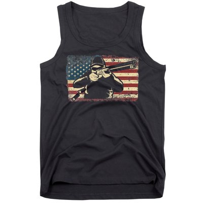 Shotgun Skeet Trap Clay Pigeon Shooting American Usa Flag Tank Top