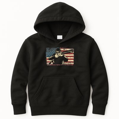 Shotgun Skeet Trap Clay Pigeon Shooting American Usa Flag Kids Hoodie
