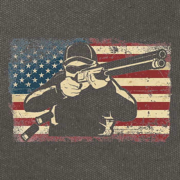 Shotgun Skeet Trap Clay Pigeon Shooting American Usa Flag Cotton Canvas Backpack