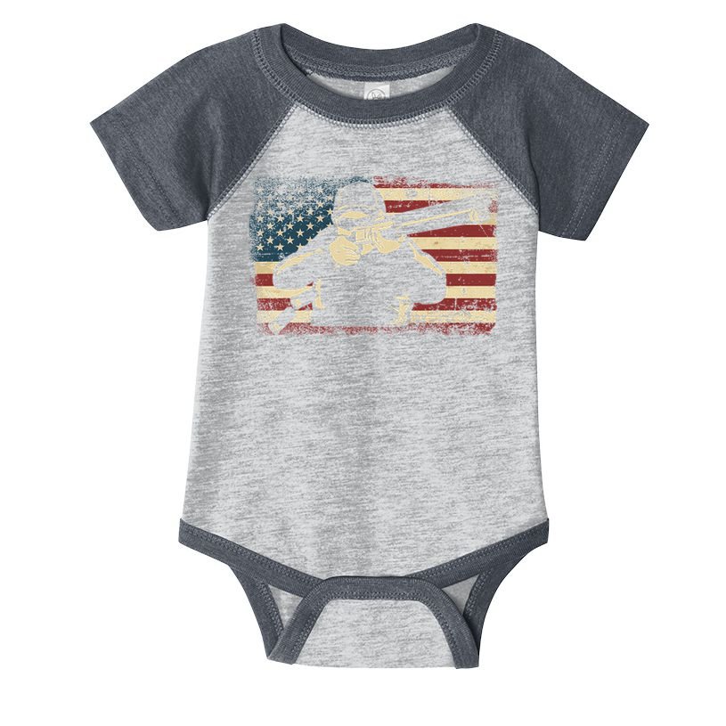 Shotgun Skeet Trap Clay Pigeon Shooting American Usa Flag Infant Baby Jersey Bodysuit