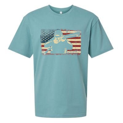Shotgun Skeet Trap Clay Pigeon Shooting American Usa Flag Sueded Cloud Jersey T-Shirt