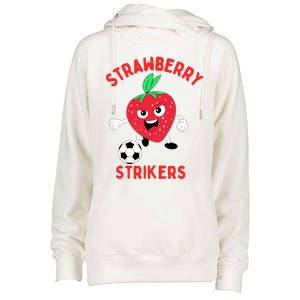 Strawberry Soccer Team Womens Funnel Neck Pullover Hood