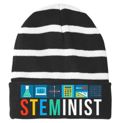 Steminist Science Technology Engineering Math STEM Striped Beanie with Solid Band