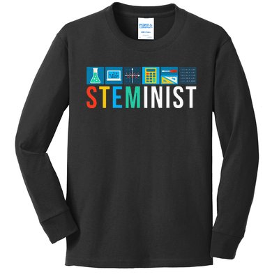 Steminist Science Technology Engineering Math STEM Kids Long Sleeve Shirt