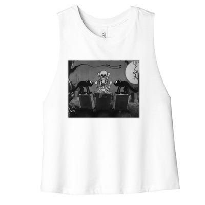 Silly Symphony The Skeleton Dance Funny Halloween Horror Gift Women's Racerback Cropped Tank