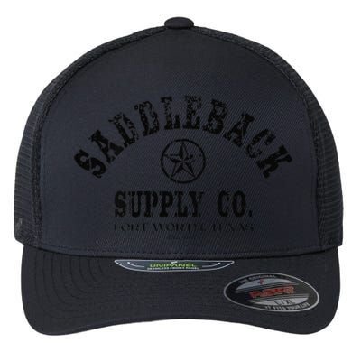 Saddleback Supply The Lone Star Black Logo Flexfit Unipanel Trucker Cap