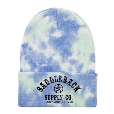 Saddleback Supply The Lone Star Black Logo Tie Dye 12in Knit Beanie